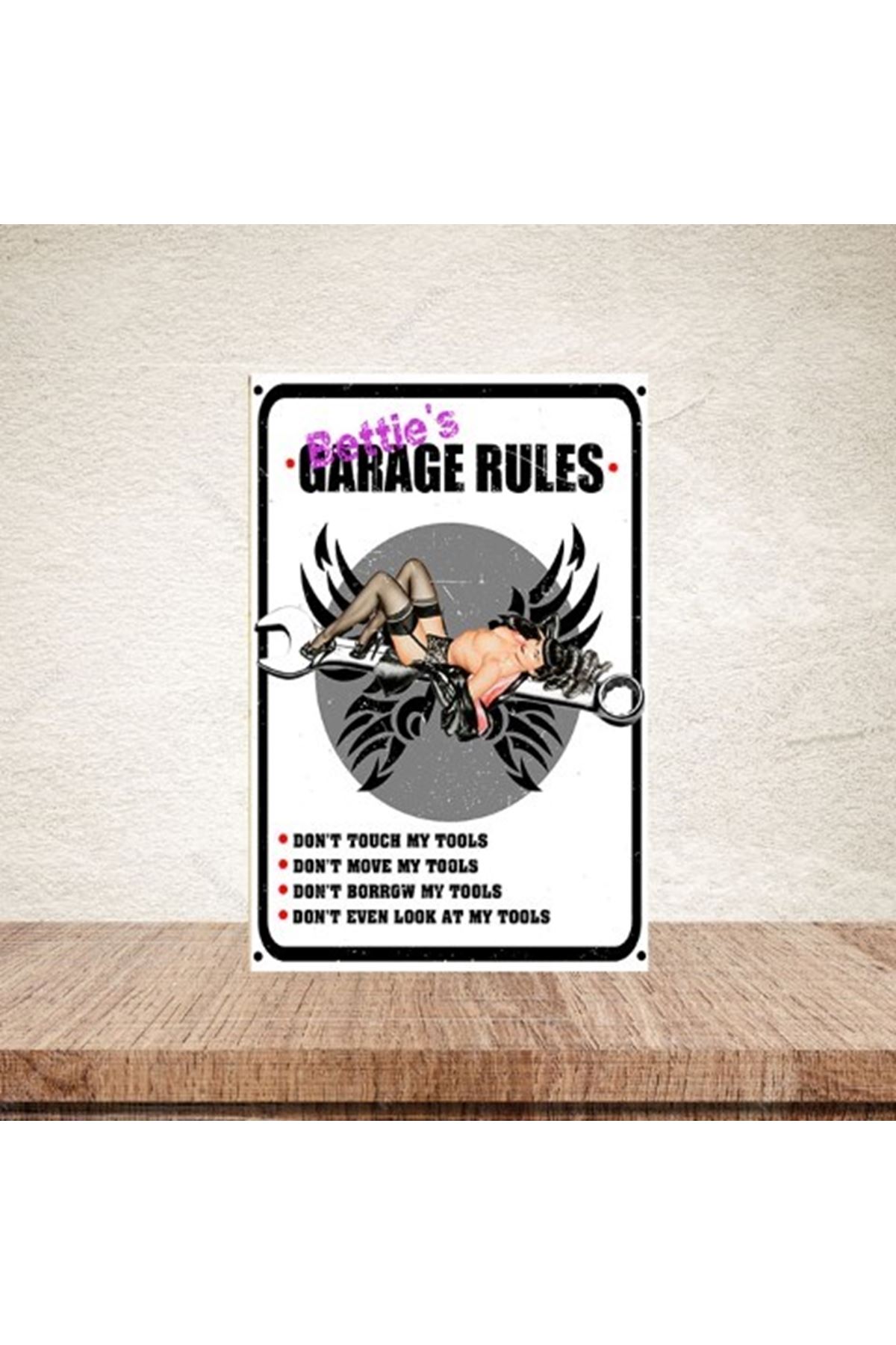 BETTİE'S GARAGE RULES - AHŞAP POSTER