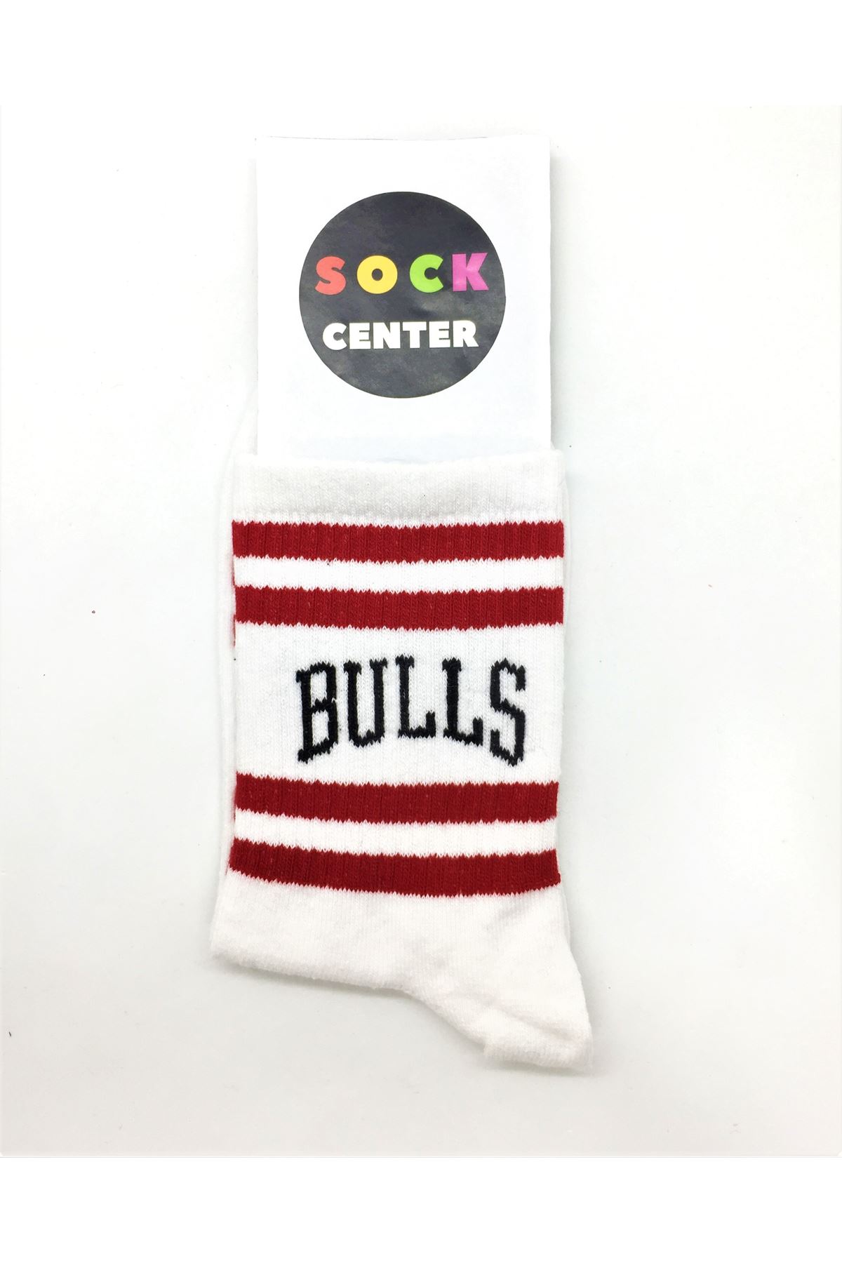 Bulls Yazılı Beyaz Atletik Tenis Çorap