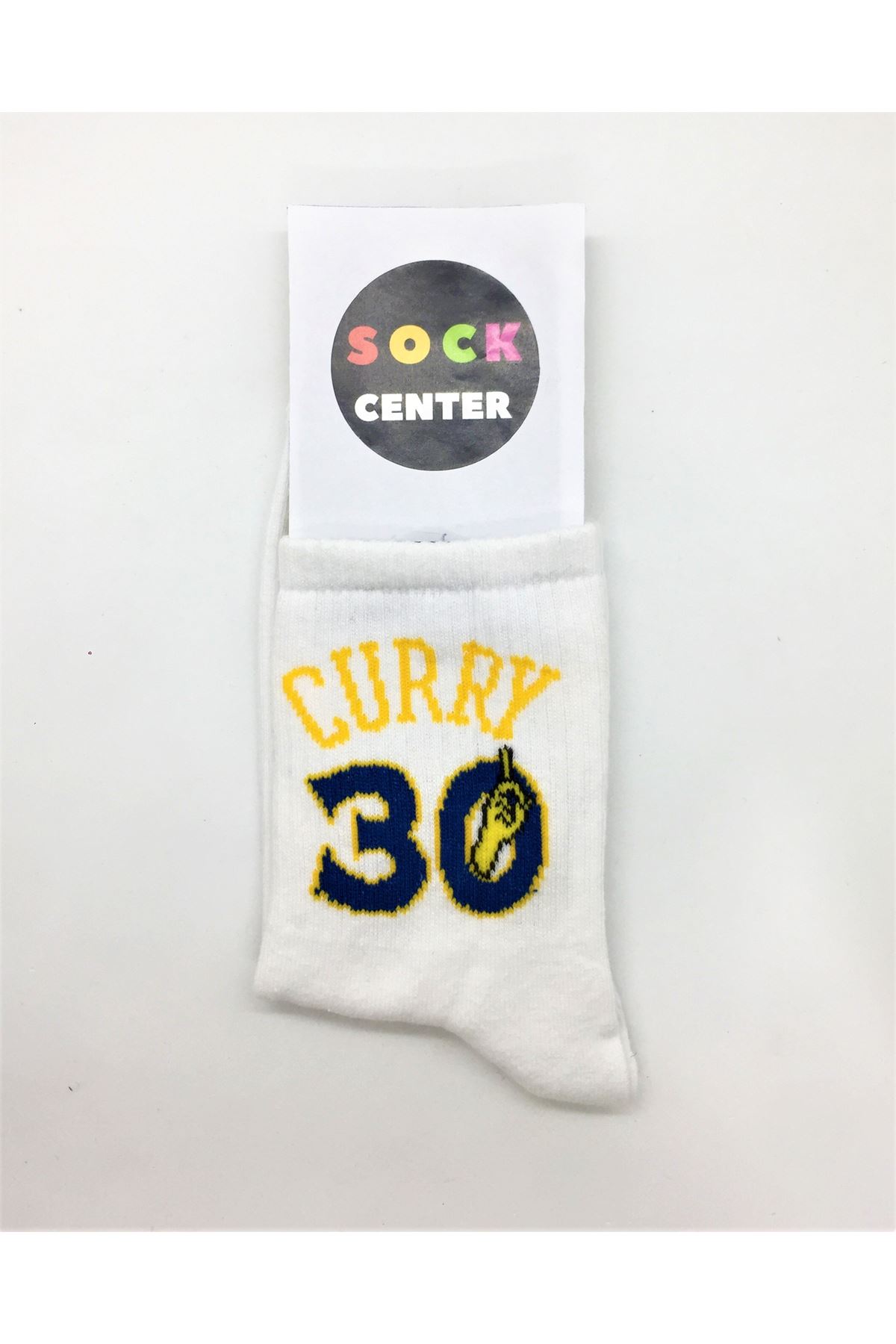 Curry 30 Yazılı Beyaz Atletik Tenis Çorap