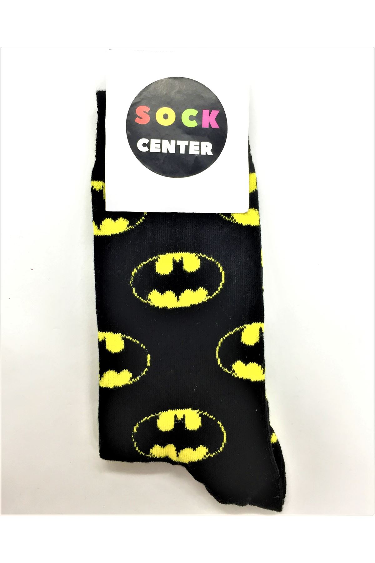 Batman Desenli Siyah Soket Çorap