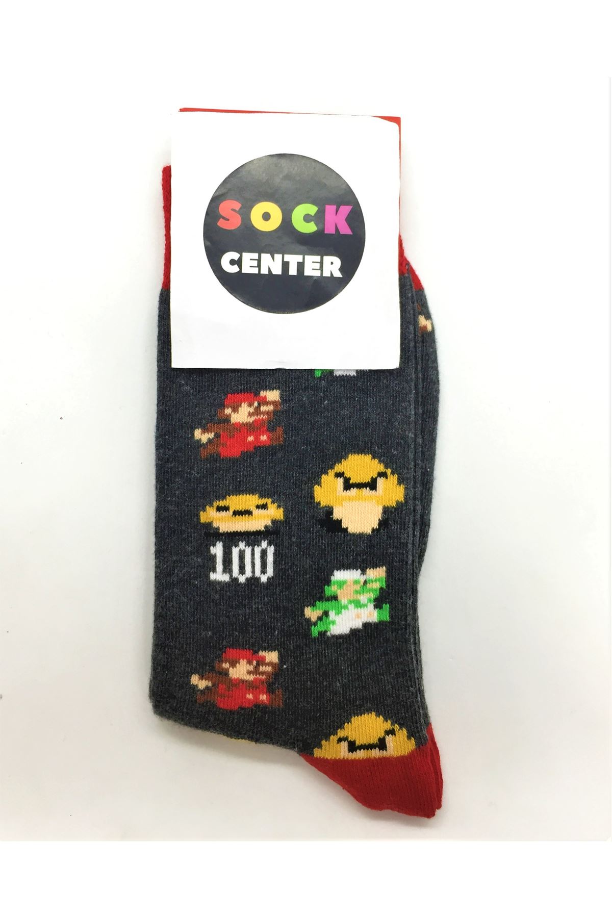 Mario Desenli Gri Soket Çorap