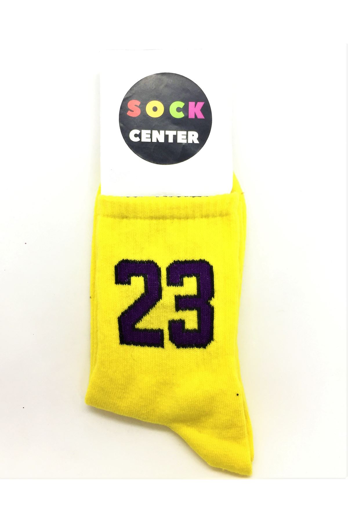 23 Yazılı Sarı Atletik Tenis Çorap