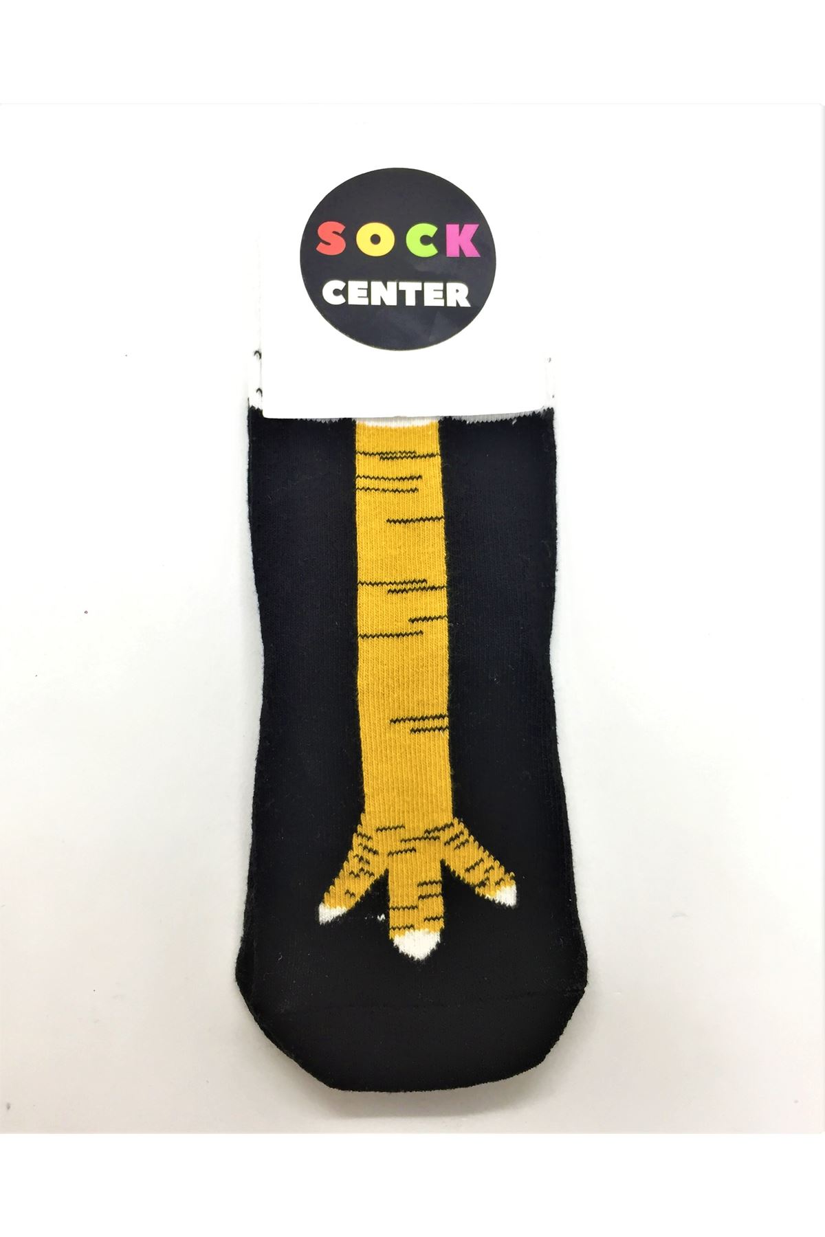 Sarı Tavuk Bacaklı Siyah Çocuk Çorabı