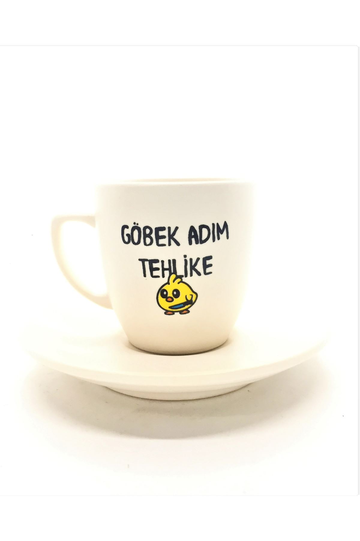 Göbek Adım Tehlike - Beyaz Türk Kahvesi Fincanı
