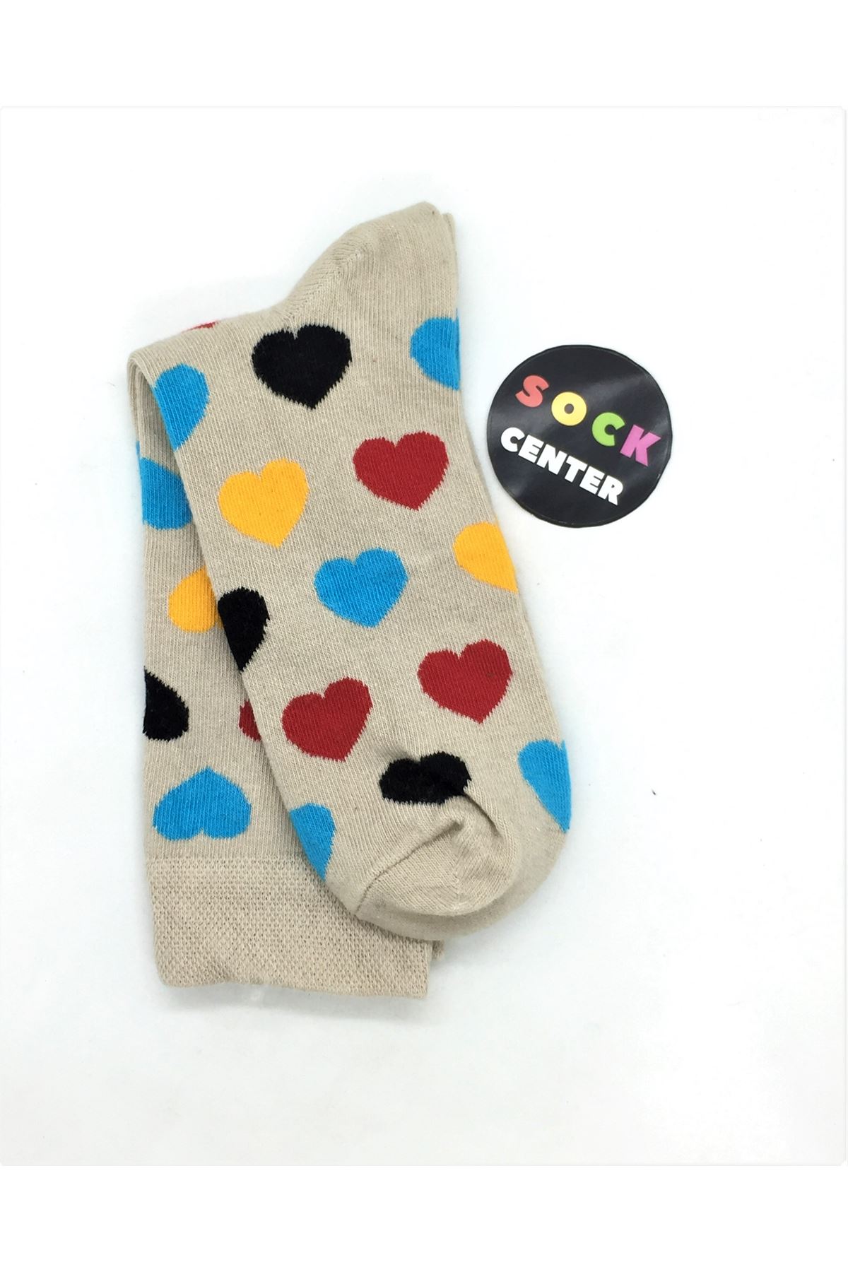 Krem Renkli Kalpler Soket Çorap