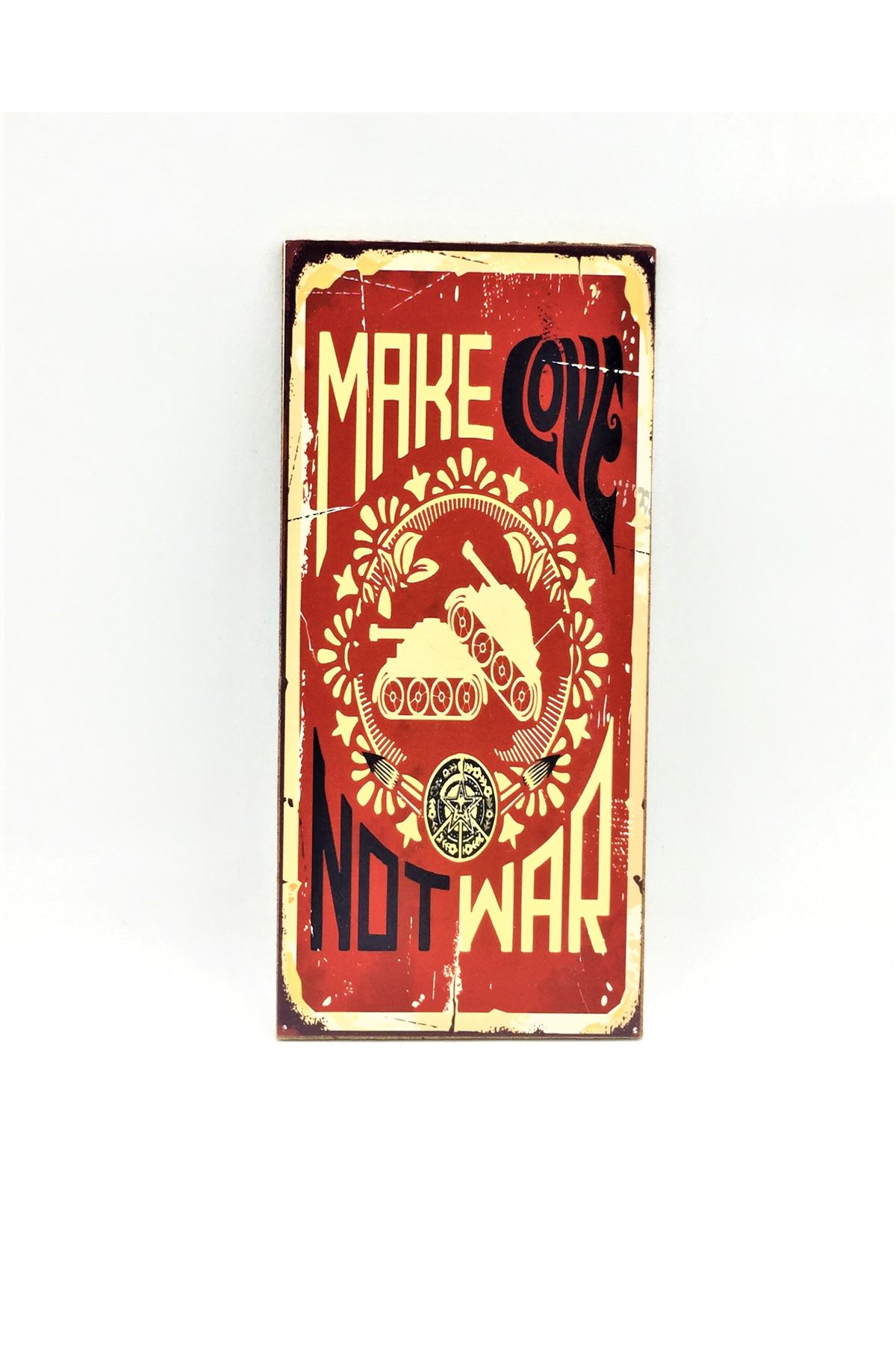 Make Love Not War - Ahşap Magnet