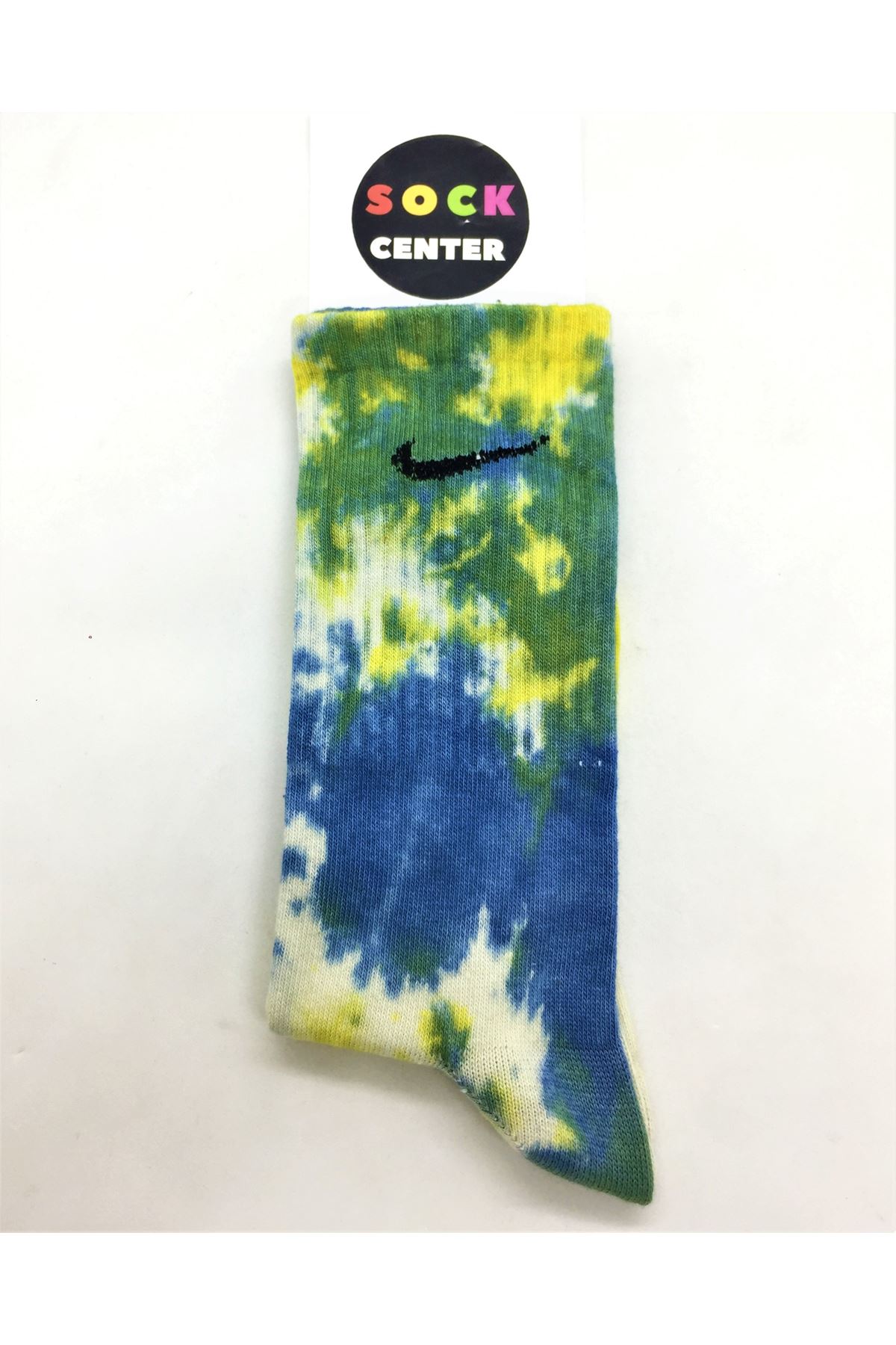 Nıke Sarı Mavi Batik - Tenis Çorap