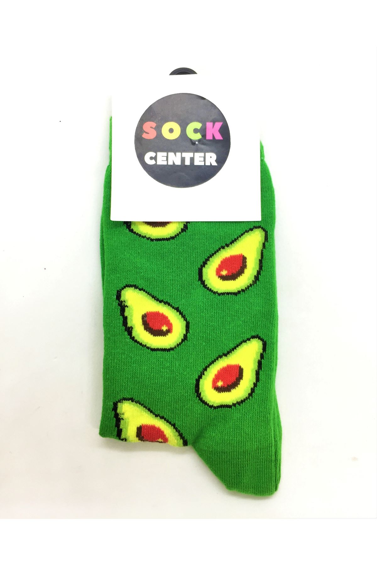 Avakado - Desenli Yeşil Soket Çorap