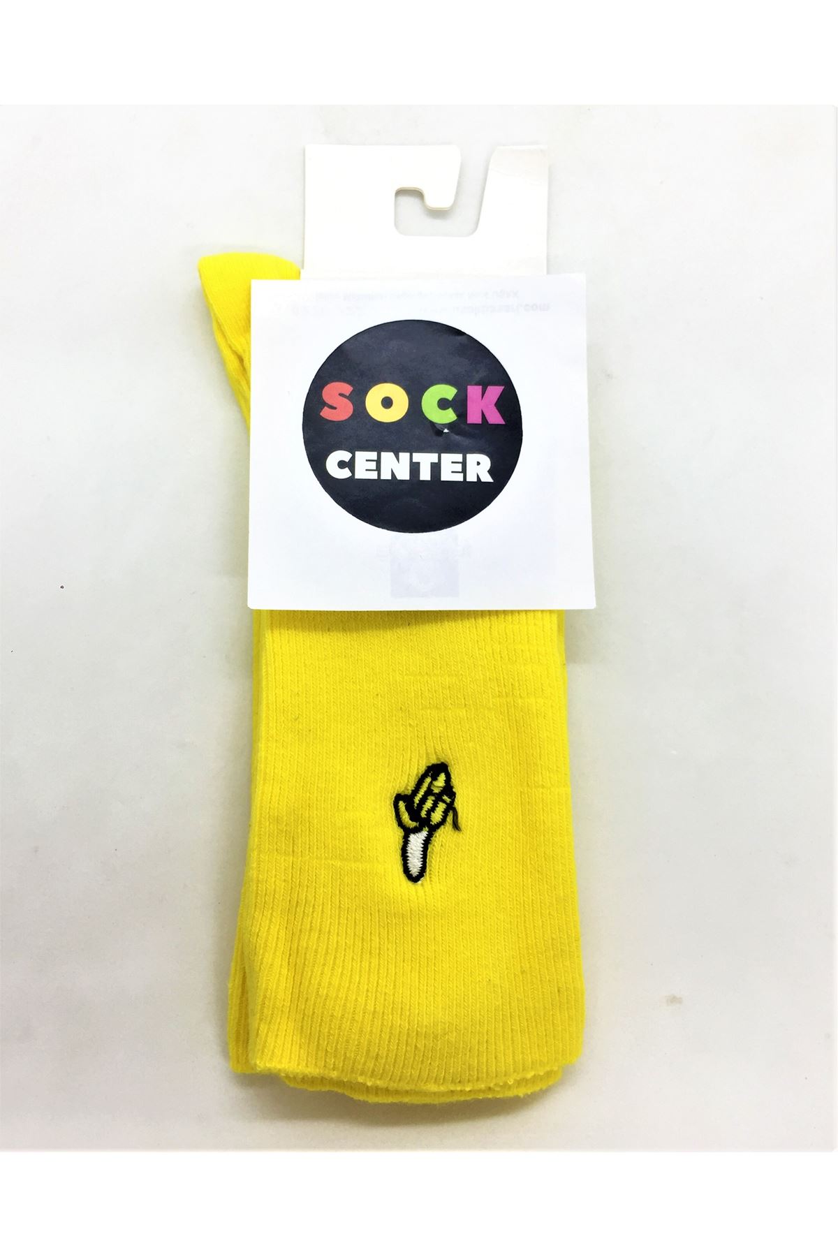 Muz Nakışlı - Sarı Soket Çorap