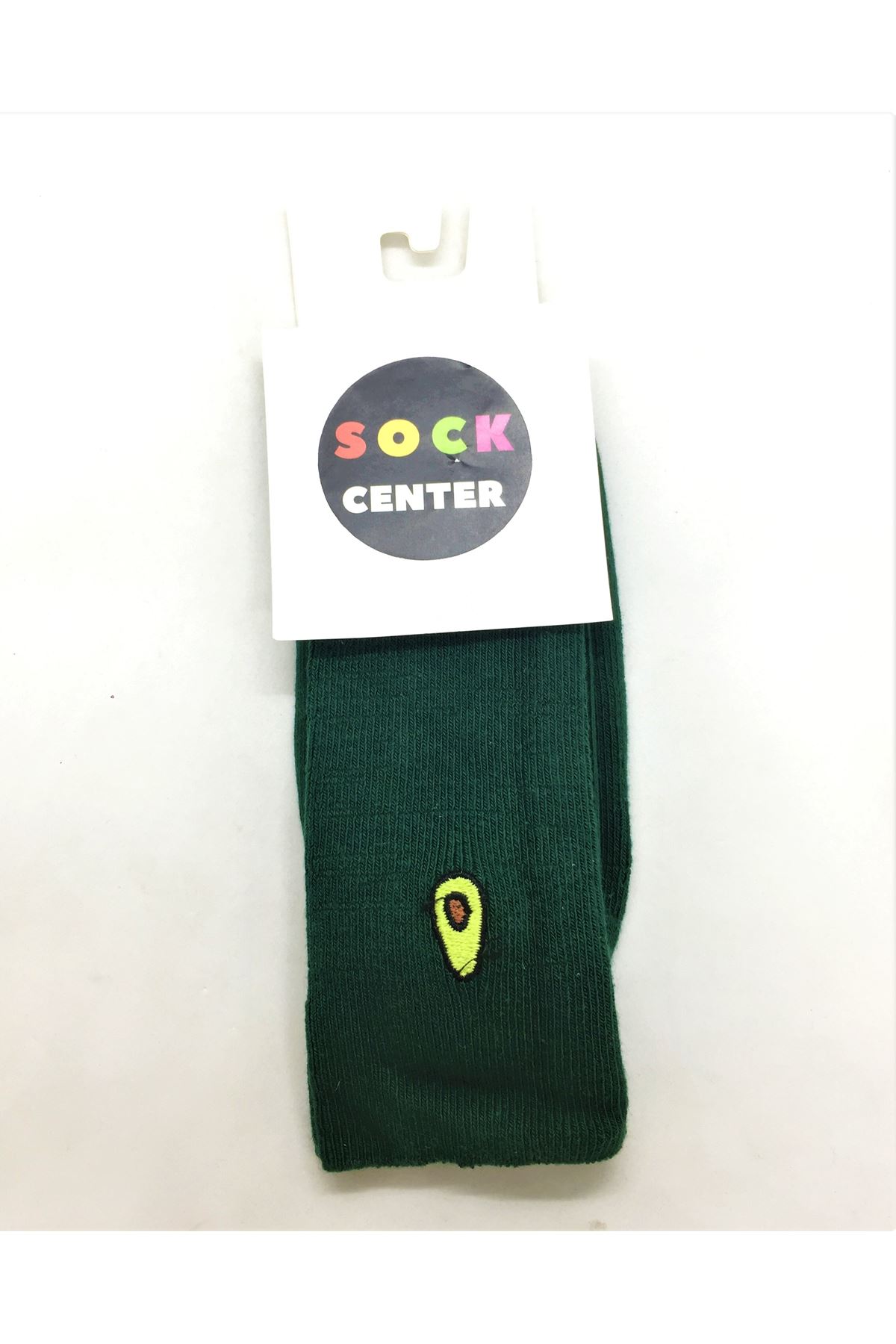 Avakado Nakışlı - Yeşil Soket Çorap