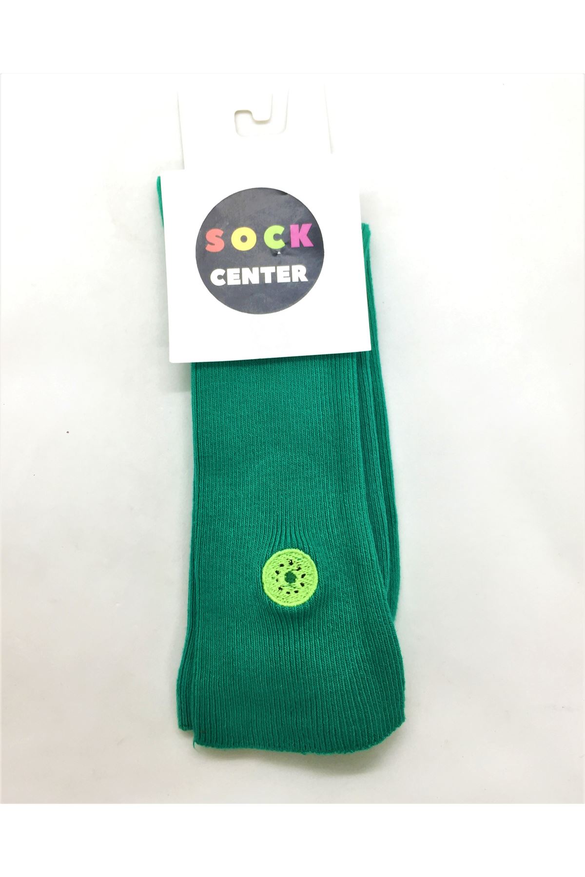 Kivi Nakışlı - Yeşil Soket Çorap
