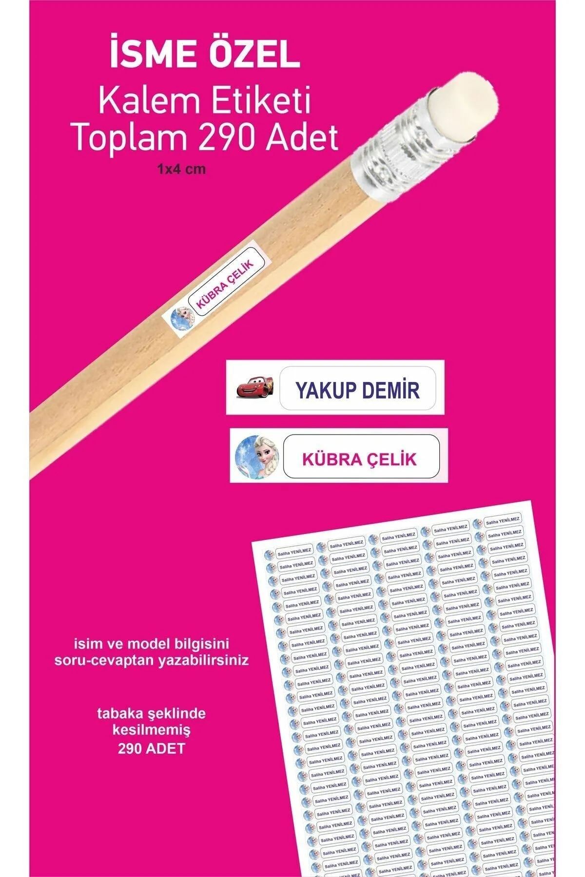 Öğrenci Etiketi isimli Okul Kalem Etiketi Kalem Sticker Seti 290 Adet