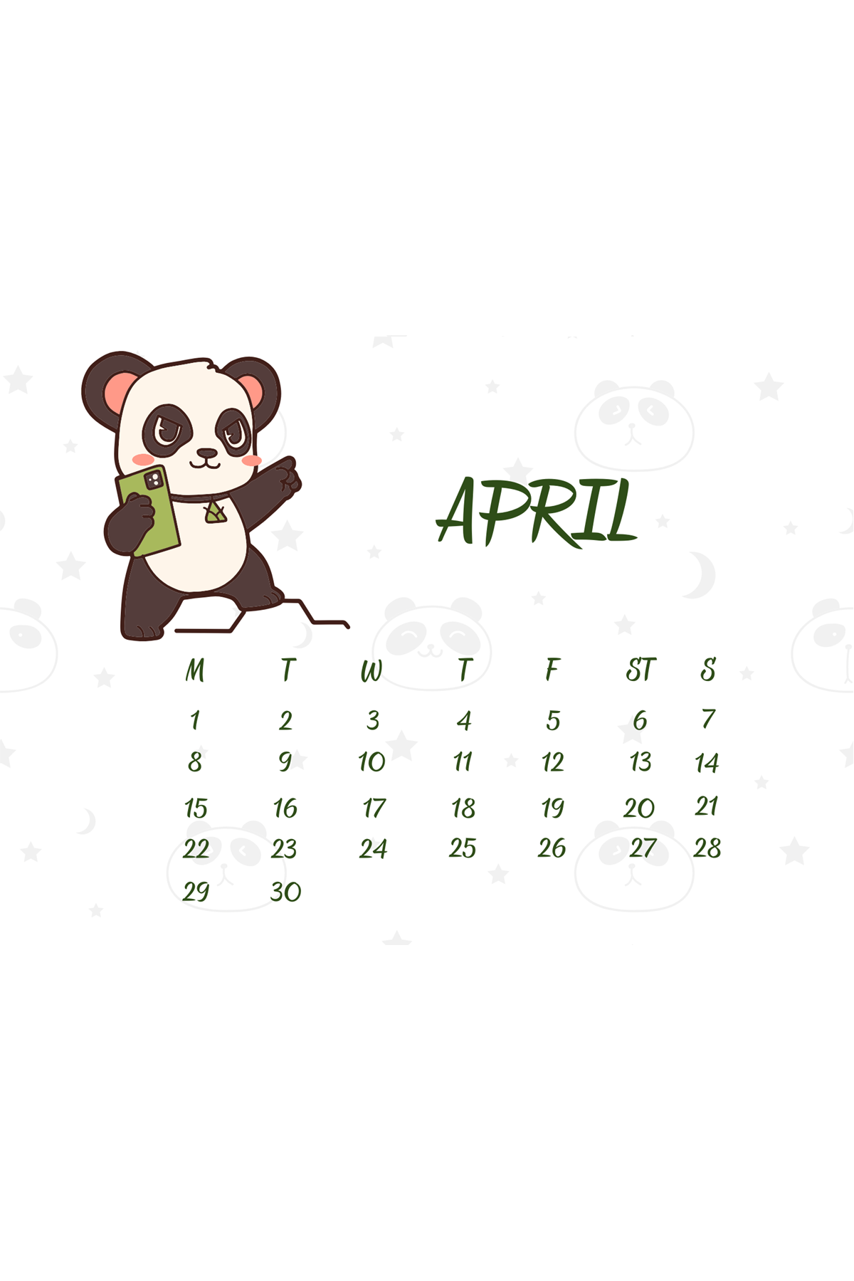 Panda - Ahşap Standlı Masa Takvimi