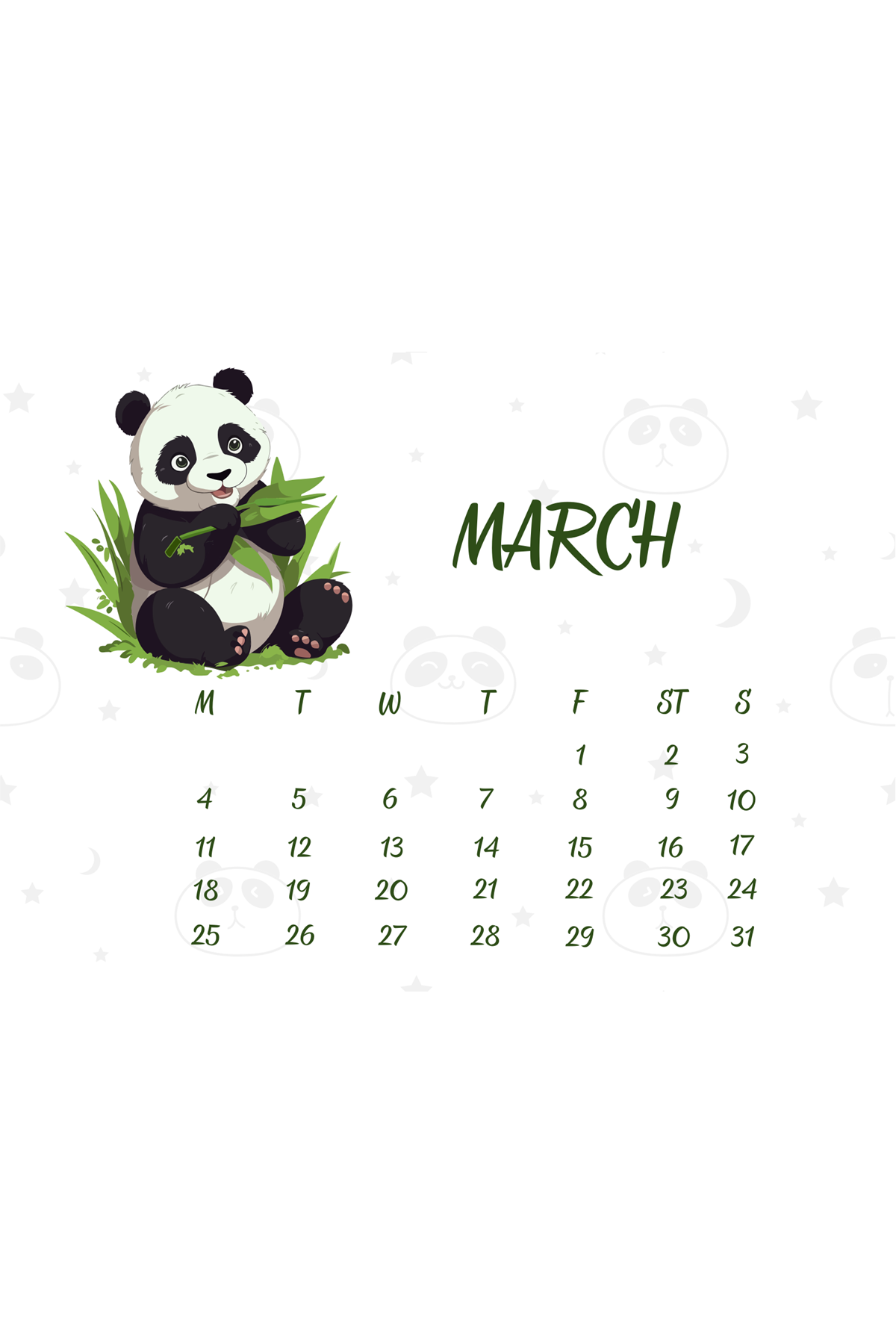 Panda - Ahşap Standlı Masa Takvimi