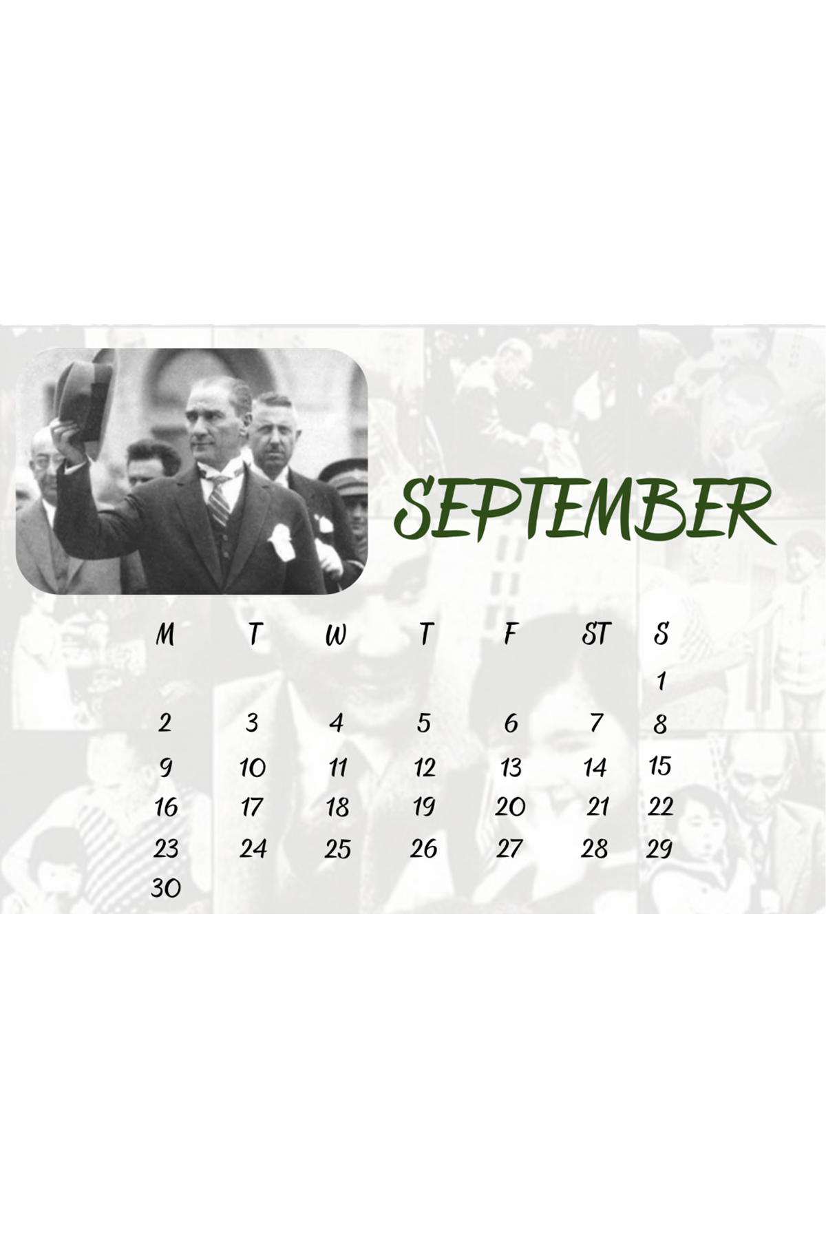 Atatürk - Ahşap Standlı Masa Takvimi