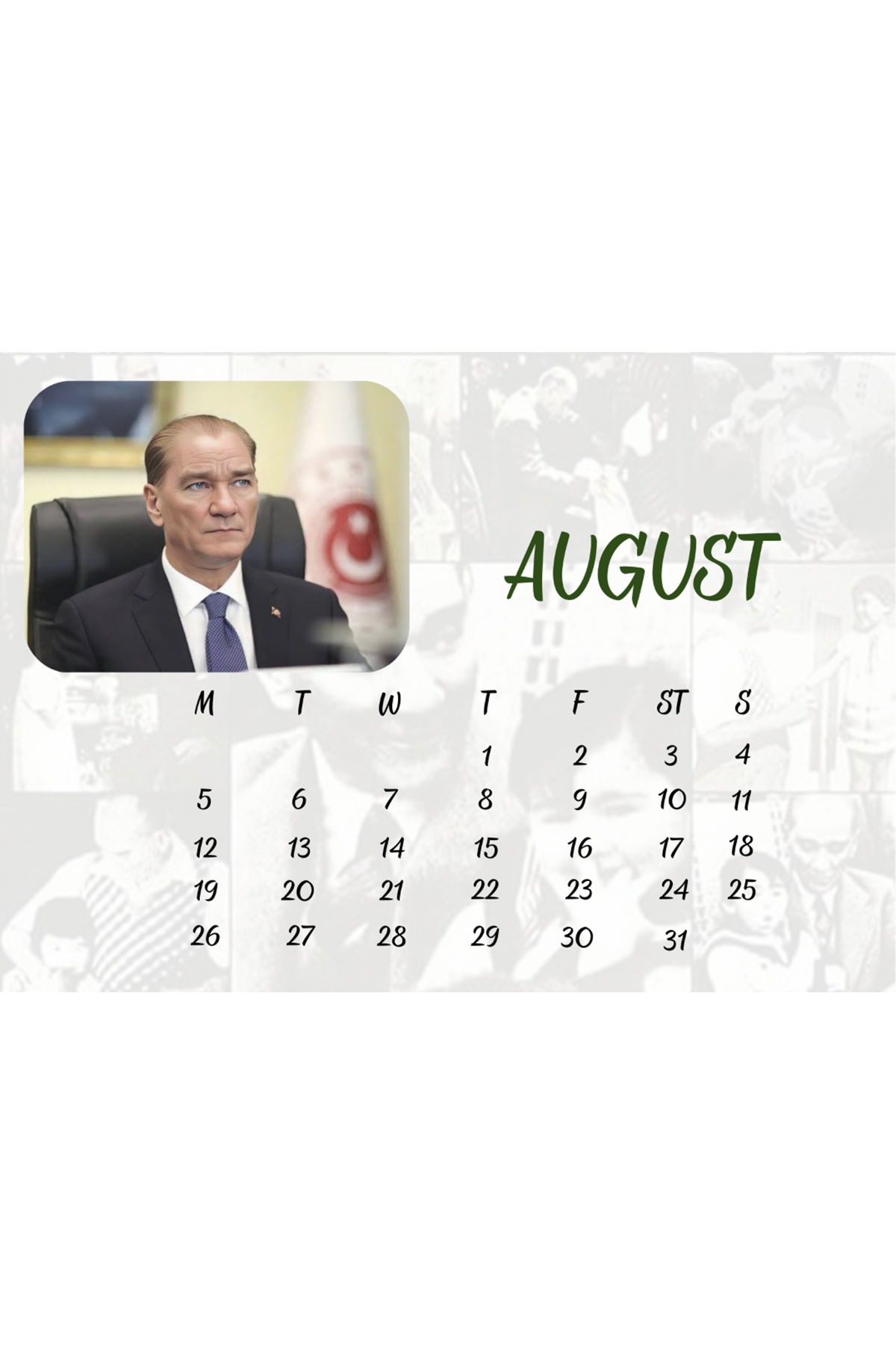 Atatürk - Ahşap Standlı Masa Takvimi