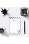 Planlayıcı/To Do List/Defter/Notepad/Memopad A6 Mor Çiçek Notes