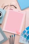 Planlayıcı/To Do List/Defter/Notepad/Memopad A5 Pembe Kare Bez Desen