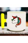 Unicorn Tekboynuz Özel Tasarım Doğum Günü Hediyesi - Seramik T Kupa Kahve Kupası - Sarı