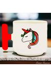 Unicorn Tekboynuz Özel Tasarım Doğum Günü Hediyesi - Seramik T Kupa Kahve Kupası - Kırmızı