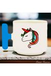Unicorn Tekboynuz Özel Tasarım Doğum Günü Hediyesi - Seramik T Kupa Kahve Kupası - Mavi